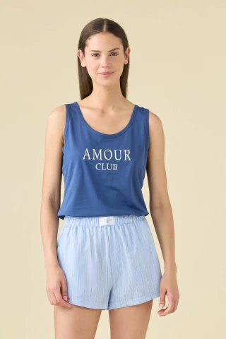 PIGIAMA DONNA COTONE SPALLA LARGA FA009619 ENSIGN BLUE