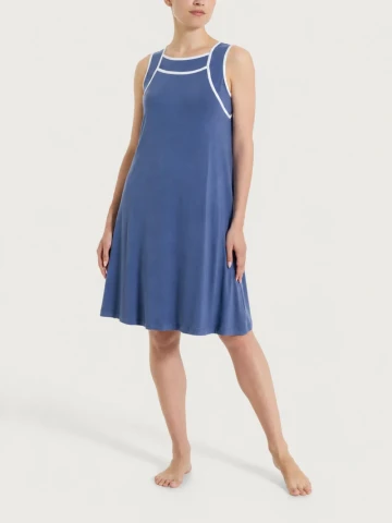 Abito smanicato con piping in Viscosa Summer DT25D2 FANT. OCEANA