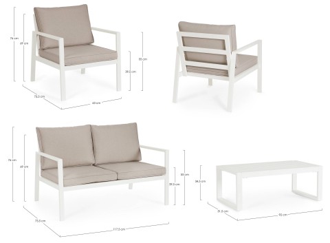 SET4 SALOTTO CON CUSCINI HILDE BIANCO LD30 0664002