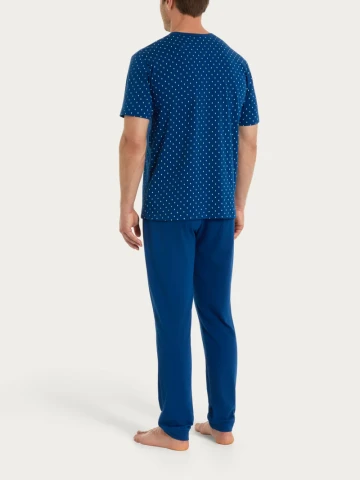Pigiama trittico con micro rombi in Jersey di Cotone UA23NT FANT. NAVY PEONY CRAVATIER