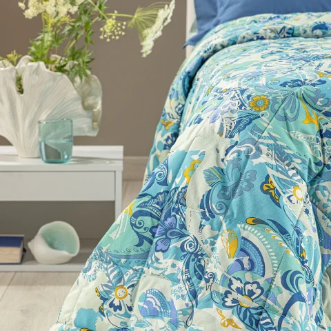 Copriletto Trapuntato In Cotone Laos Matrimoniale Caleffi ORO