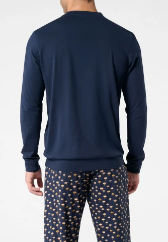 Pigiama Lungo Girocollo in Cotone VPRT93398 BLU