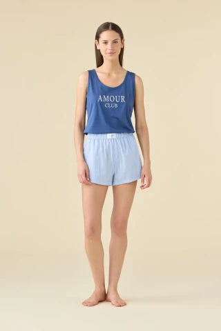 PIGIAMA DONNA COTONE SPALLA LARGA FA009619 ENSIGN BLUE