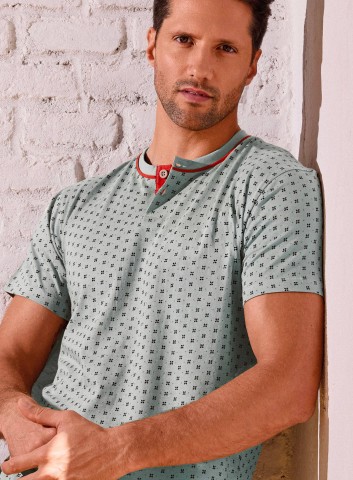 PIGIAMA UOMO COTONE MEZZA MANICA SERAFINO TGH754239 INFIORE AZZURRO BLU