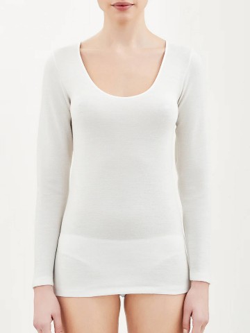 MAGLIA SINTONIA MANICA LUNGA GIROCOLLO RAGNO 072459 BIANCO LANA