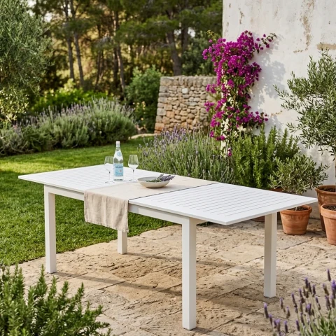 TAVOLO ALLUMINIO MONTEREY ALLUNGABILE BIANCO CM150/210X89H75