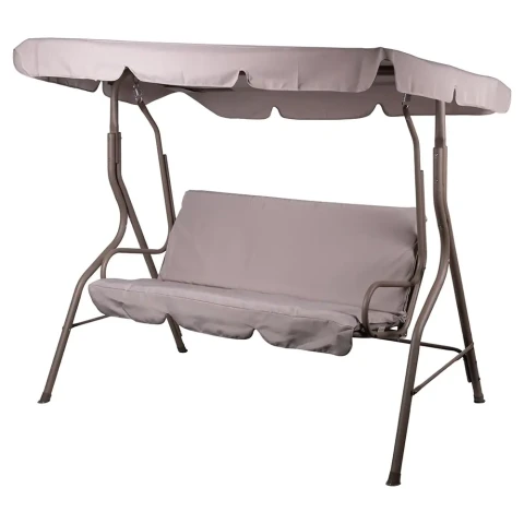 Dondolo da giardino 3 posti, tetto parasole, tortora, Esté 2188910