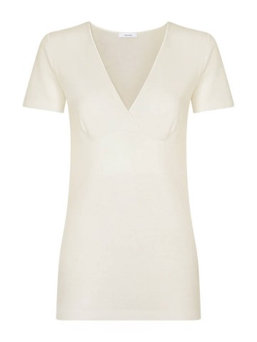 MAGLIA SINTONIA MEZZA MANICA FORMA SENO RAGNO 072458 BIANCO LANA