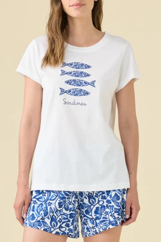 PIGIAMA DONNA COTONE MEZZA MANICA FA009583 NATURAL