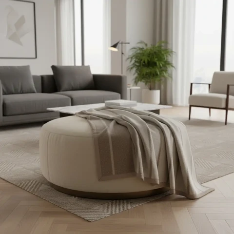 BOLTON, COPERTA IN LANA LAMBSWOOL MATRIMONIALE SOMMA BEIGE