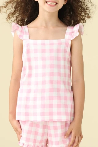 PIGIAMA BAMBINA COTONE BRETELLINA FE002607 FUXIA