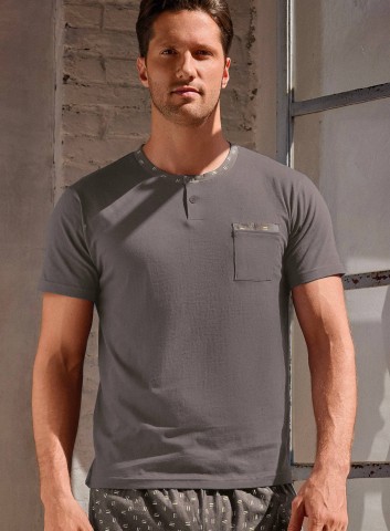 PIGIAMA UOMO COTONE MEZZA MANICA SERAFINO MKD754251 INFIORE ANTRACITE