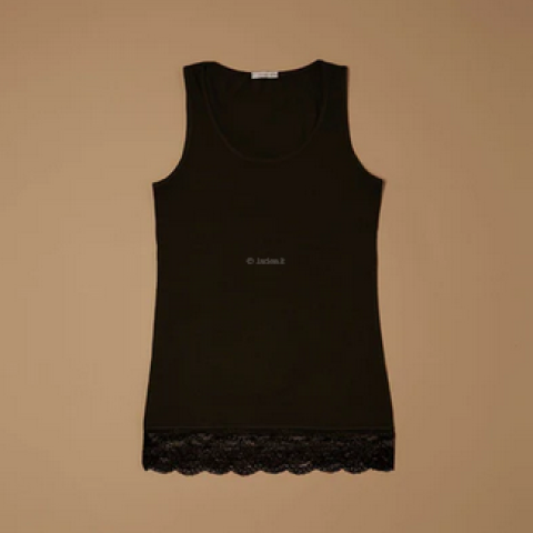 CANOTTA CON PIZZO IN COTONE MODAL SPALLA LARGA JADEA 4328 NERO