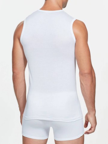 VOGATORE SILKOTTON SMANICATO SCOLLO A V RAGNO 601693 BIANCO