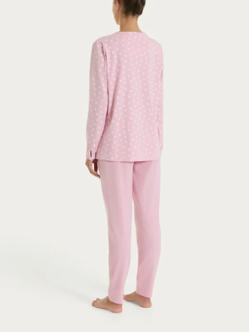 PIGIAMA DONNA Manica lunga APERTO DT04N7 ragno CAMEO PINK