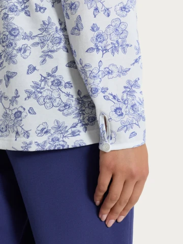 PIGIAMA DONNA MANICA LUNGA APERTO DT04N6 RAGNO BIANCO