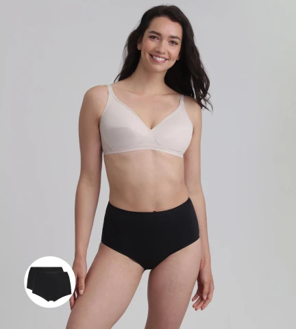 Pacco da 2 slip vita alta neri Cotone Bio NERO