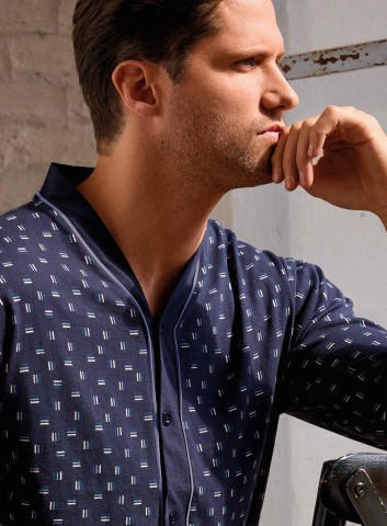 PIGIAMA UOMO MANICA LUNGA APERTO MKD754250 INFIORE BLU