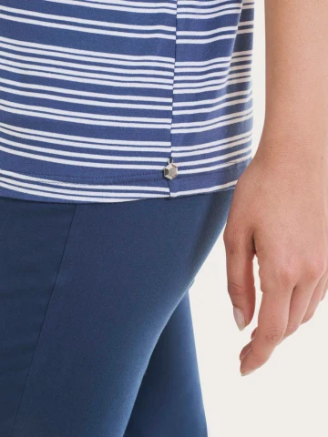 Maglietta girocollo a righe alternate in Viscosa Summer DT13TJ RAGNO FANT. OCEANA