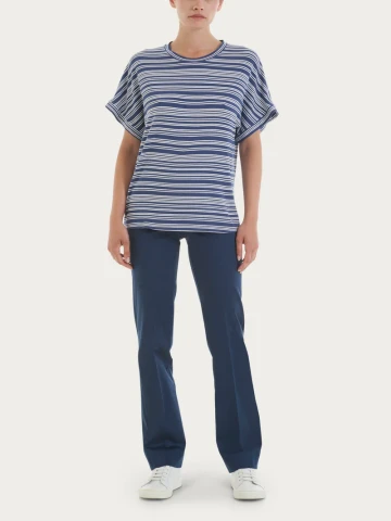 Maglietta girocollo a righe alternate in Viscosa Summer DT13TJ RAGNO FANT. OCEANA