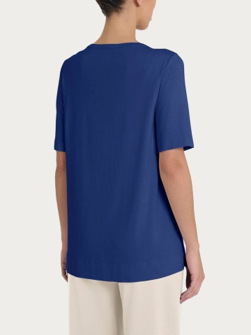 Maglietta girocollo a manica corta in misto viscosa DN12T7 RAGNO BLUEBERRY