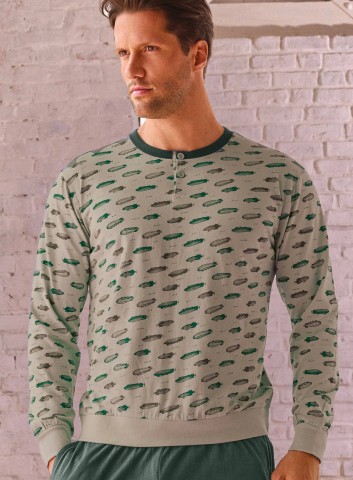 PIGIAMA UOMO COTONE MANICA LUNGA SERAFINO ARS754265 INFIORE SALVIA/ANTRACITE