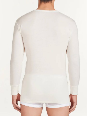 MAGLIA 100% MERINO MANICA LUNGA GIROCOLLO RAGNO 060039 BIANCO LANA