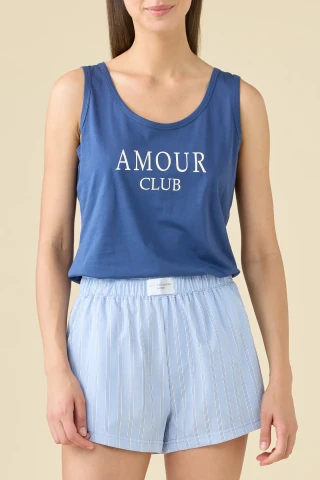 PIGIAMA DONNA COTONE SPALLA LARGA FA009619 ENSIGN BLUE