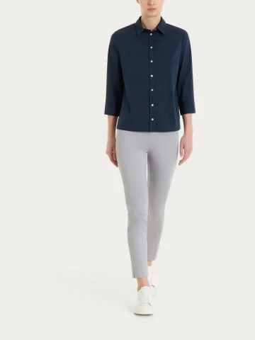 Camicia con manica 3/4 in Poplin di cotone DS52SW BLUE