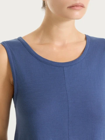Vestito lungo con balze asimmetriche in Slub Jersey di Cotone DS31DC OCEANA
