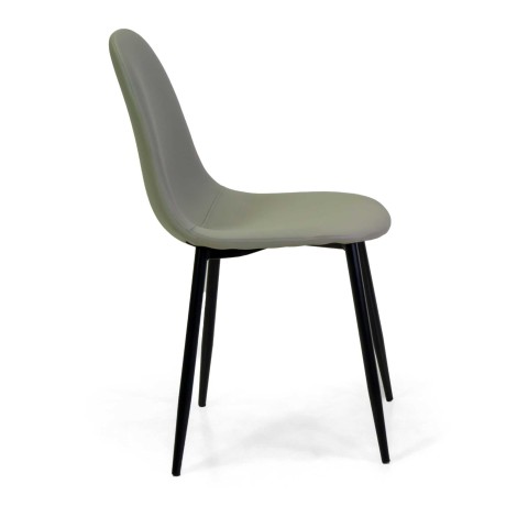 Sedia ecopelle Jacky grigio tortora struttura nero cm43x55h48/86