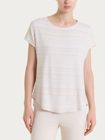 Maglietta girocollo a righe alternate in Viscosa Summer DT13TJ RAGNO FANT.CHAMPIGNON
