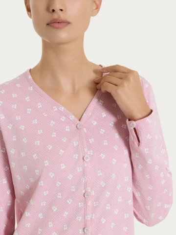 PIGIAMA DONNA MANICA LUNGA APERTO DT04N6 RAGNO CAMEO PINK