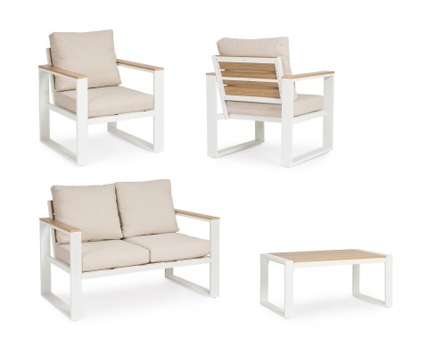 SET 4 SALOTTO CON CUSCINI LEANDRO BIANCO-BEIGE 0663882