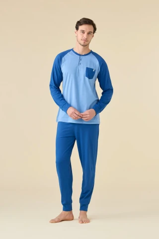 PIGIAMA UOMO COTONE MANICA LUNGA FC003229 BLUE RIVIERA