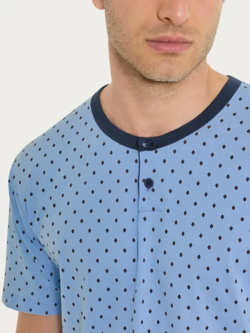 Pigiama trittico con micro rombi in Jersey di Cotone UA23NT FANT. DELLA ROBBIA BLUE