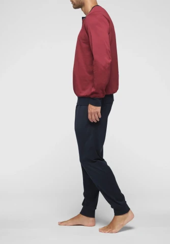 Pigiama Lungo con Polsini in Filo di Scozia Venezia VPRT00350 BORDEAUX