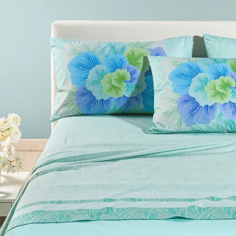 Completo Lenzuola In Cotone Madreperla Matrimoniale Caleffi ANICE