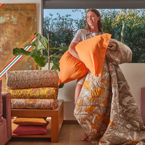 Copriletto Trapuntato In Cotone Forest Matrimoniale Caleffi AMBRA