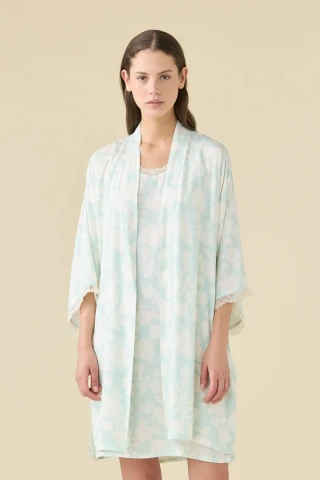 VESTAGLIA DONNA KIMONO MANICA LUNGA GE003110 GREEN