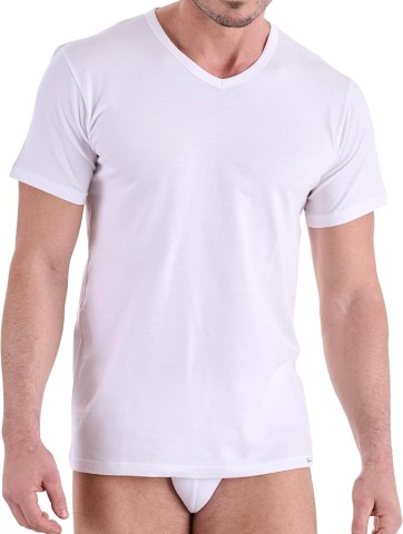 MAGLIA MEZZA MANICA SCOLLO A V IN COTONE NAVIGARE 512 BIANCO