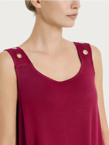 Abito Smanicato con occhielli in Viscosa Summer DT02D2 BEET RED