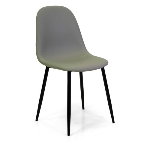 Sedia ecopelle Jacky grigio tortora struttura nero cm43x55h48/86