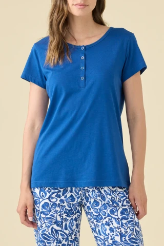 PIGIAMA DONNA COTONE MEZZA MANICA FA009515 LIMOK BLUE