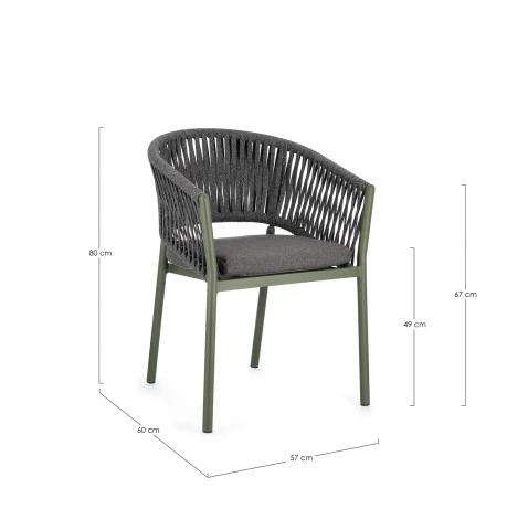 FLORENCIA SEDIA CON BRACCIOLI E CUSCINI WG23 VERDE BIZZOTTO