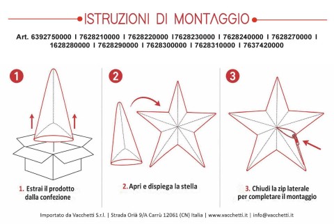 Stella pieghevole tessuto effetto glitter rosso cm135x0x135