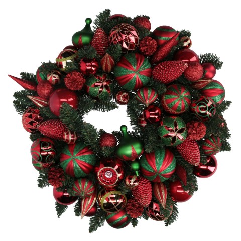 CORONCINA CON SFERE ROSSO VERDE D59 638648