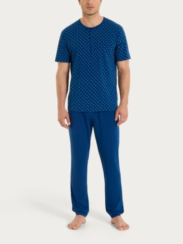 Pigiama trittico con micro rombi in Jersey di Cotone UA23NT FANT. NAVY PEONY CRAVATIER