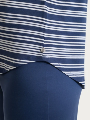 Maglietta girocollo a righe alternate in Viscosa Summer DT13TJ RAGNO FANT. OCEANA