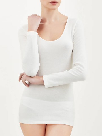 MAGLIA SINTONIA MANICA LUNGA GIROCOLLO RAGNO 072459 BIANCO LANA